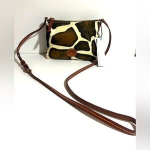 Dooney & Bourke Giraffe Print Crossbody Bag Brown and Cream